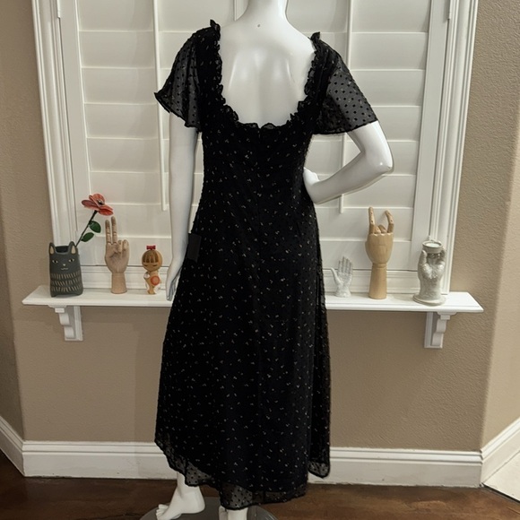 Lulus So Kiss Me Black Floral Print Swiss Dot Maxi Dress - Picture 7 of 12